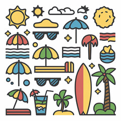 Summer element collection in flat design