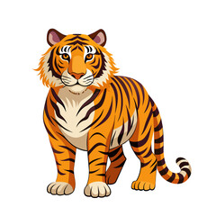 Obraz premium African feline tiger cartoon style on white background