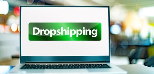 Laptop computer displaying the sign of Drop shipping - 791818270