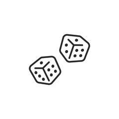 Pair of dice icon. Simple vector icon depicting two dice for casino, gambling, and gaming themes, suitable for web, app, and game design. Vector illustration.