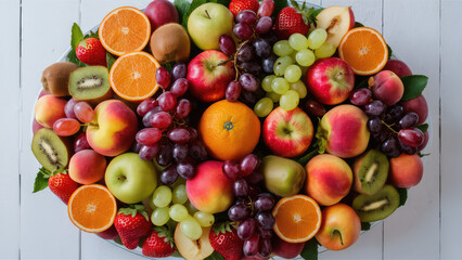 Top view fruits on plate