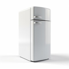 Home appliance refrigerator with two doors on white background