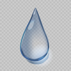 Translucent Dripping Water Droplet, Dew Or Tear. Isolated 3d Vector Graphic, Portraying A Flowing Aqua Bubble Or Droplet - 791819820