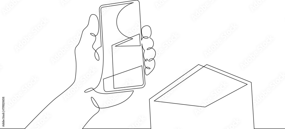 Poster one continuous line.augmented reality.information about spaces in travel. augmented reality on the s