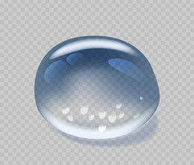 Transparent Water Droplet, Dew Or Tear 3d Vector Graphic Element, Representing Isolated Aqua Bubble Or Droplet - 791821214