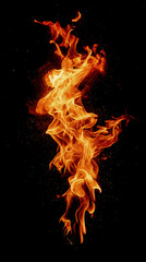 Fototapeta premium Burning torch fire on a black background.