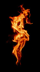 Burning torch fire  on a black background.
