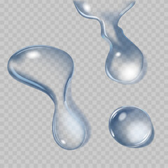 Realistic Transparent Water Droplets, Dews Or Tears. 3d Vector Graphics of Aqua Bubbles, Flowing Droplets - 791821622