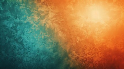 Obraz premium grungy orange and teal gradient background with grainy texture and bright glow abstract