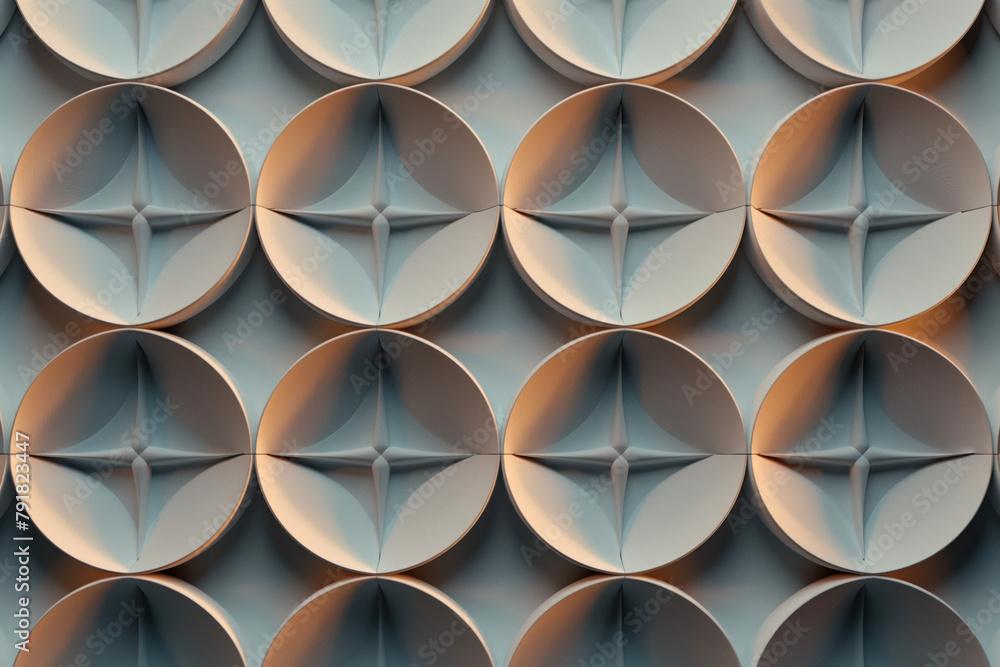 Poster Sophisticated abstract 3d pattern. Japanese and Scandinavian style. Background image. Created with Generative AI technology.