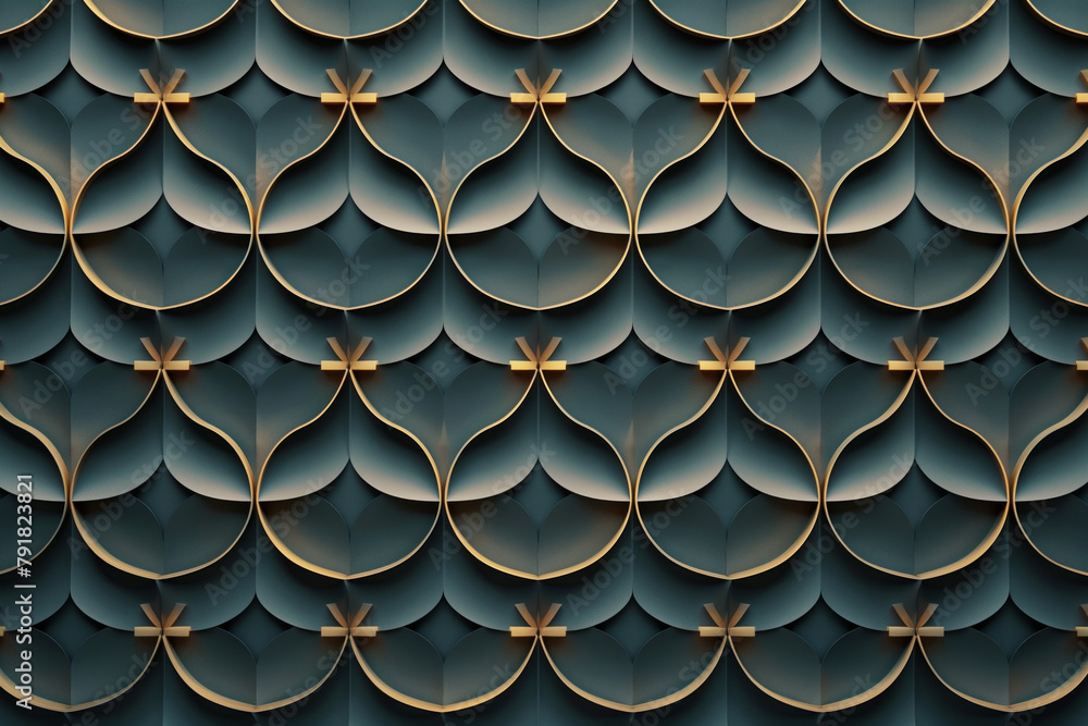 Poster Sophisticated abstract 3d pattern. Japanese and Scandinavian style. Background image. Created with Generative AI technology.