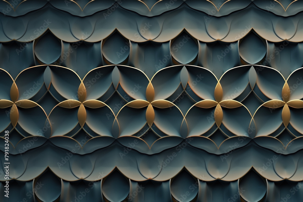 Poster Sophisticated abstract 3d pattern. Japanese and Scandinavian style. Background image. Created with Generative AI technology.