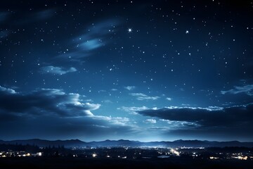 Naklejka premium Galaxy Night stars, Forest Silhouette, Background HD Banner with space for text, Night sky