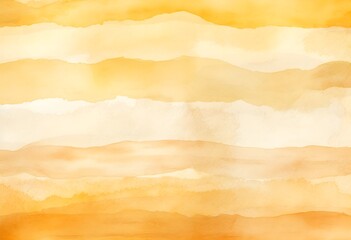 Watercolor, illustration of a yellow and golden background, in the style of aquarellist, stripes and shapes, light orange and light beige, rusticcore art print banner