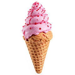 Transparent PNG available raspberry ice cream cone isolated png with splash . AI GENERATED