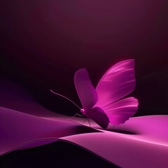 Dark fuchsia gradient background, Butterfly of magenta light and technological computational, magenta tones, minimalism, dark fuchsia background, 3D rendered