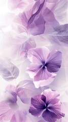 Soft tech floral pattern in white and pastel violet, merging nature with technology