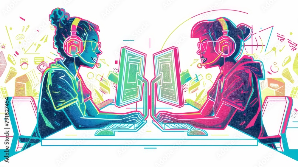 Aufkleber online customer support service. technical specialists solve client problems through the internet. o