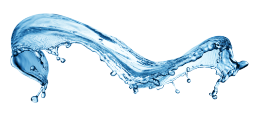 Blue water splashing on a backdrop.