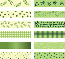 Botanical washi tape torn pieces vector clipart for blog or web site decoration