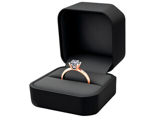 3d diamond ring in ring box