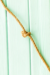 isolated rope mockup on mint green wooden background top view