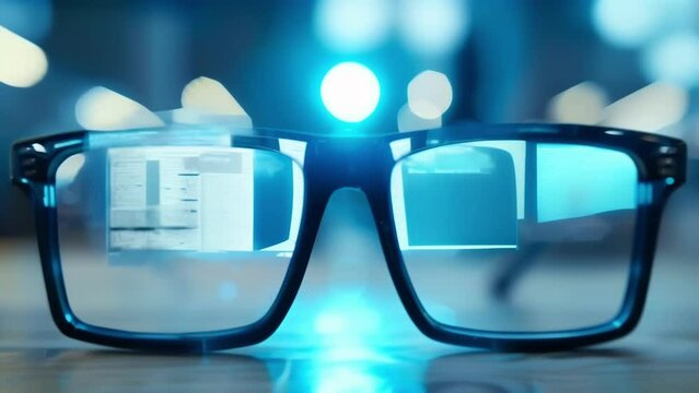 Closeup of a pair of smart glasses equipped with advanced eyetracking technology that can detect changes in pupil dilation and gaze patterns indicating a persons level of attention .