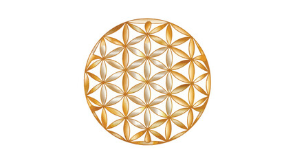 a golden egg with a flower of life pattern on it