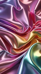 Soft and smooth wavy curvy abstract background with vibrant holographic colors.