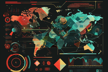 a map of the world with a lot of different shapes