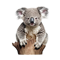 Cute Koala Bear with a Tree Stump