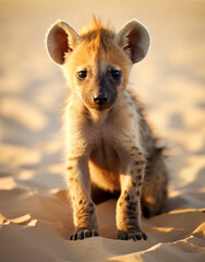 Striped Hyena, reallife animals, sand desert сreated with Generative Ai