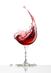 red wine glass on a isolated white background. 
