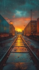 A profound discovery made in an intermodal freight yard, revealing a portal to another dimension - obrazy, fototapety, plakaty