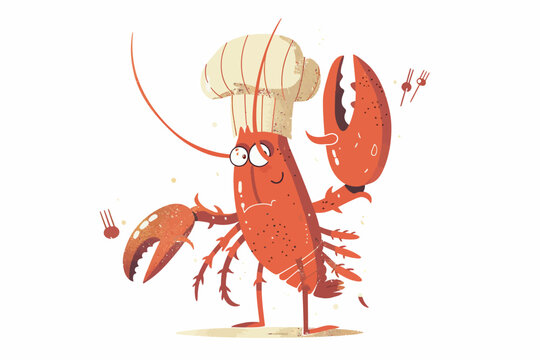 a cartoon lobster with a chef's hat on