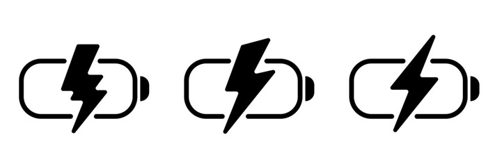 battery charge Thunderbolt and Energy Flash Iconic Vector Logo