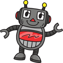 Robot Toy Cartoon Colored Clipart Illustration