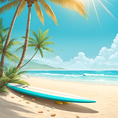 Surfboard clipart with tropical designs