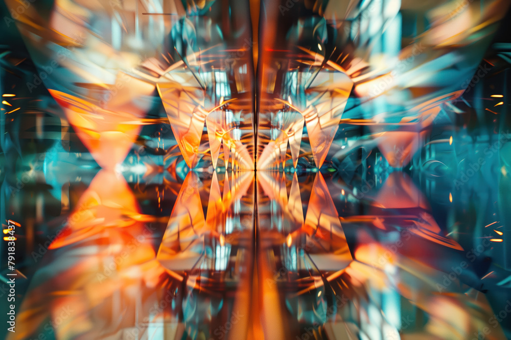 Poster Abstract background with reflections and caustics. Hi-tech. Futuristic background image. Created with Generative AI technology.