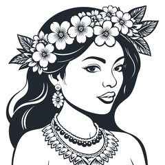 Hawaiian woman, vector illustration	