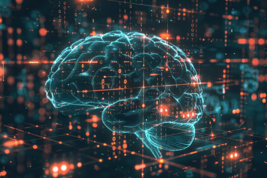 Digital human brain visualization with neural network background