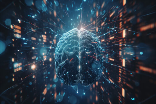 Digital human brain visualization with neural network background