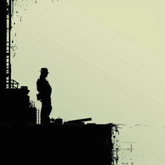 Fototapeta na wymiar Innovative Mind Silhouette of an Engineer A Graphic Wallpaper Concept