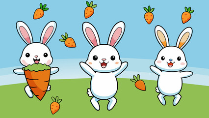 Obraz premium anime rabbits love to jump to get carrots