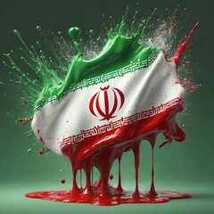 Iran flag paint liquid explosion on isolated background , generated by AI