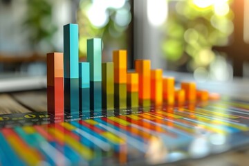 Fototapeta premium Sales performance illustrated with a visually appealing pie chart to showcase data comparison and trends.
