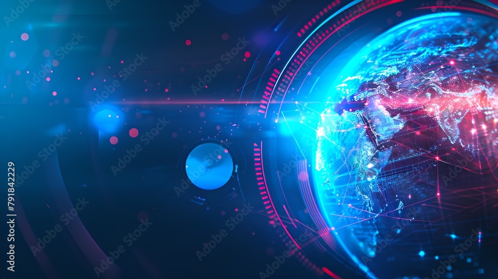 Aufkleber futuristic globe with digital interface and dynamic lines, visualizing connectivity and data flow. i