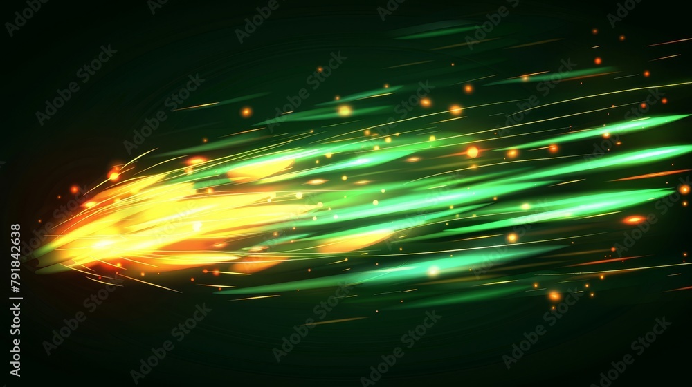 Poster an abstract high-speed movement with sparks in motion, blur and speed light effect. overlay zoom, fi