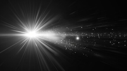 Fototapeta na wymiar abstract white sun flare light effect on black background bright and energetic illustration