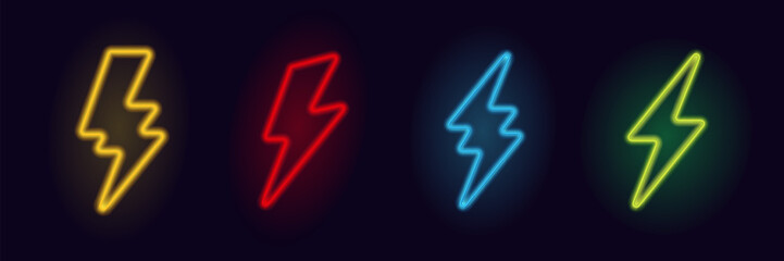 Neon Creative Vector Logo Featuring Power Bolt and Energy Flash